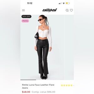 Edikted PETITE LUNA FAUX LEATHER FLARE JEANS XL